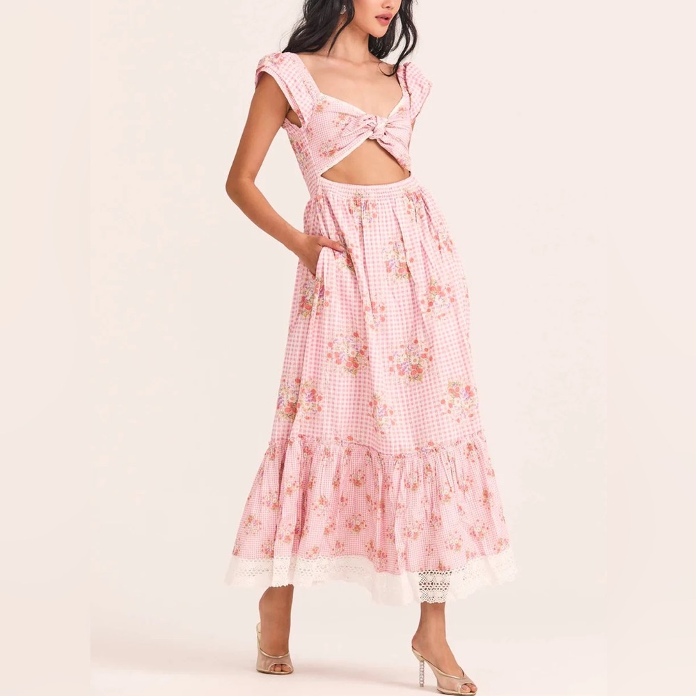NWOT LOVESHACKFANCY Emeka dress in Berry Picnic
